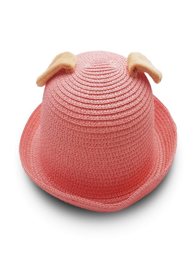 VRITRAZ Kids Hat, Summer Fashion Straw Bucket Cap, Suitable for 3-12 Years (Puppy Pink) - Image 4